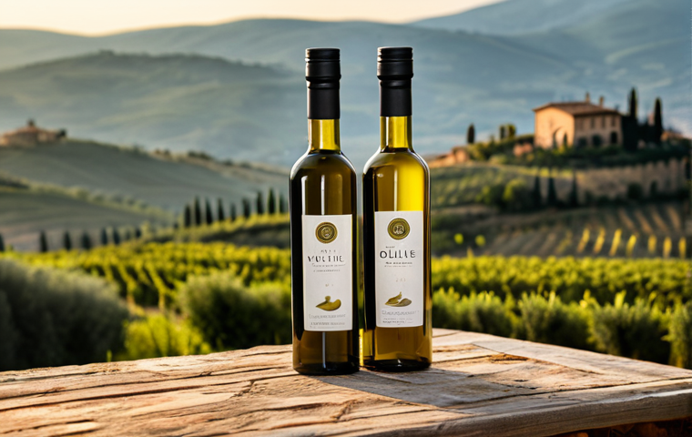 Branding Power**

"Close-up of artisanal olive oil bottles with elegant labels in a rustic Italian setting. Focus on brand logo and packaging details. Background: rolling Tuscan hills at sunset. Warm, inviting light.  Perfect composition, sharp focus, professional product photography, emphasizing 'Made in Italy' quality. Safe for work, appropriate content, fully clothed."

**