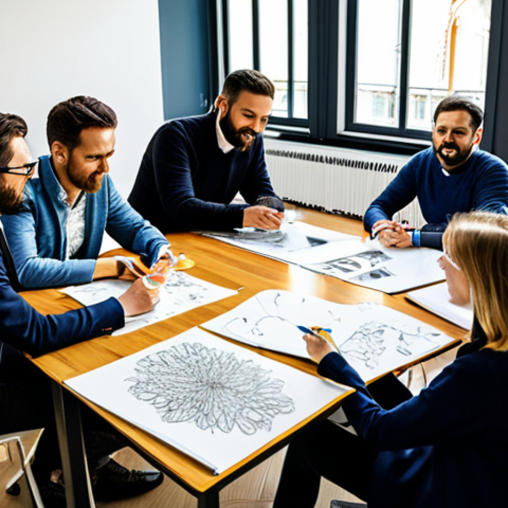 **

"A creative brainstorming session in a modern advertising agency in Milan, Italy. Team members are collaborating around a table, sketching ideas and discussing strategies. The atmosphere is energetic and collaborative. Everyone is fully clothed in professional attire. Safe for work, appropriate content, perfect anatomy, natural proportions, professional, family-friendly, well-lit, vibrant colors."

**