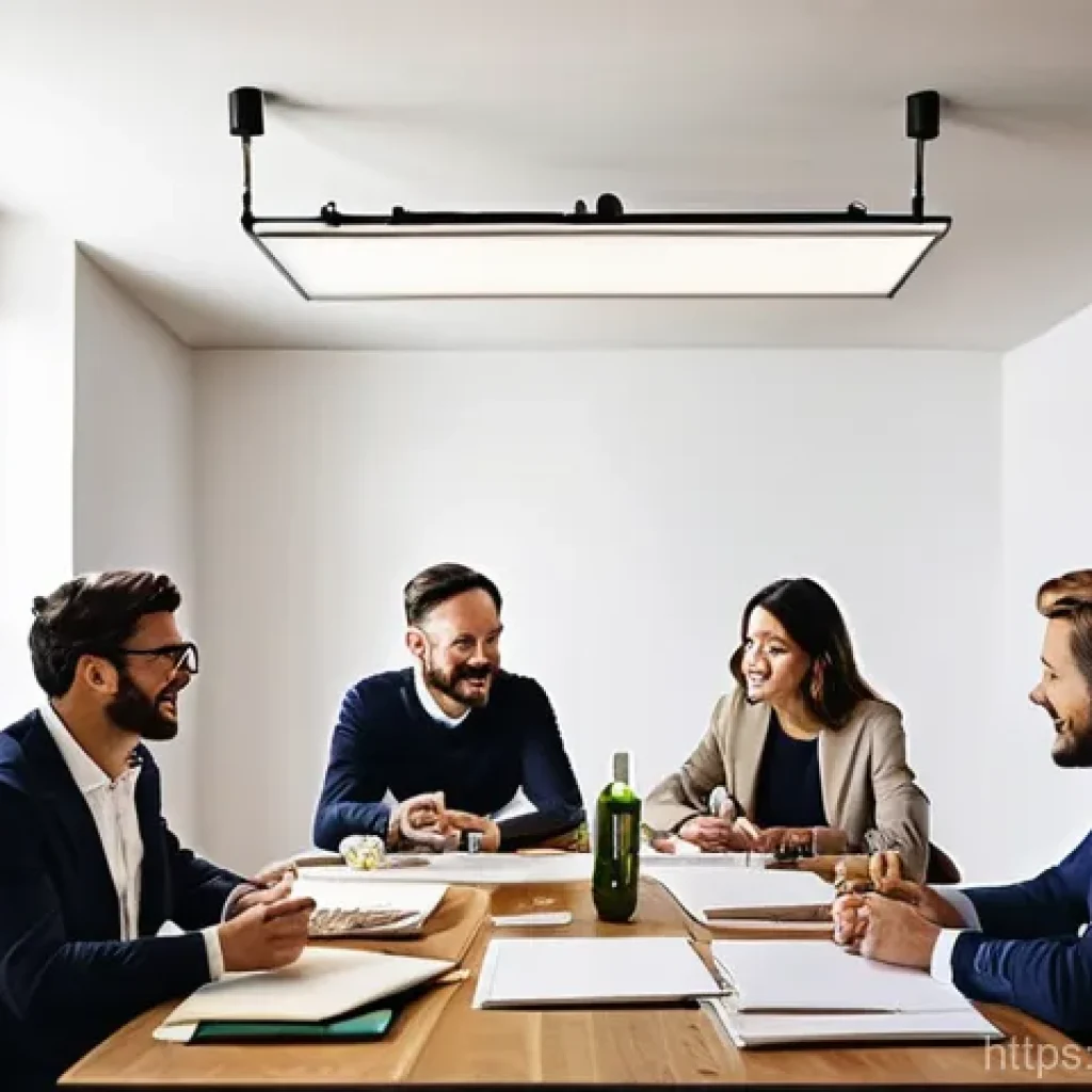 광고홍보사와 브랜드 스토리텔링 - **Prompt:** "A vibrant and diverse team of advertising professionals, including a creative director,...