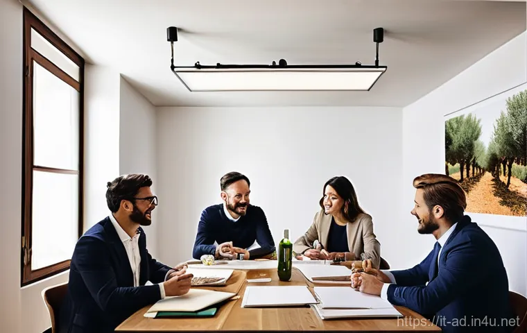 광고홍보사와 브랜드 스토리텔링 - **Prompt:** "A vibrant and diverse team of advertising professionals, including a creative director,...