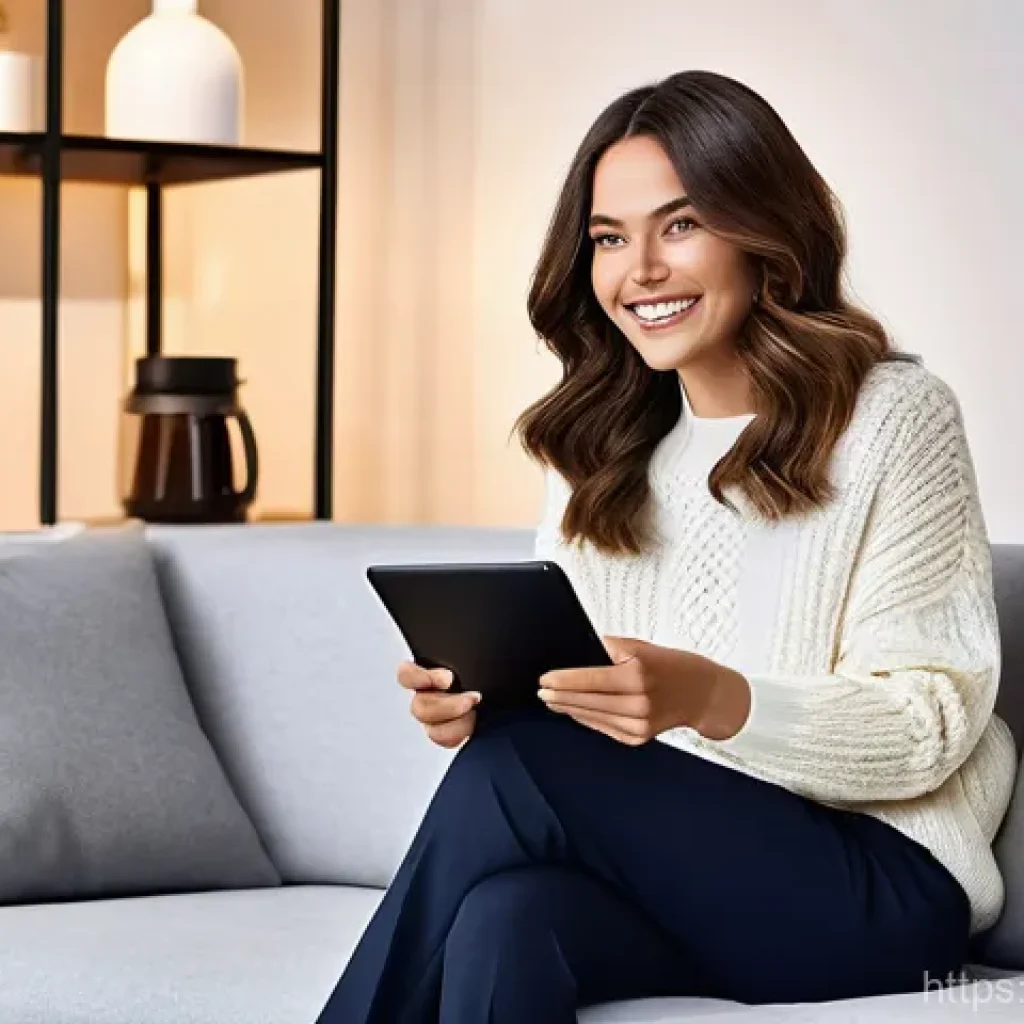광고홍보사와 소비자 중심 미디어 광고 - **Prompt: Personalized Digital Shopping Experience**
    "A stylish young woman, approximately 28 ye...
