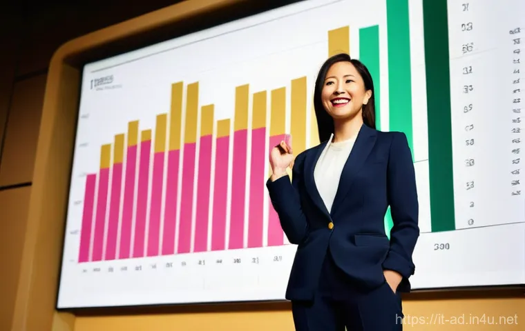 광고홍보사와 광고 프리젠테이션 성공법 - **Prompt 1: The Captivating Narrator**
A dynamic, charismatic female presenter, dressed in a sty...