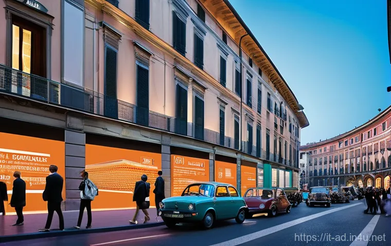 광고홍보사와 성공적인 광고 구성 요소 - **Prompt: The Dynamic Advertising Landscape in an Italian Metropolis**
    "A vibrant, wide-angle sh...