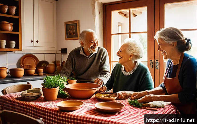 광고홍보사와 TV 광고 중심 성공 사례 - A vibrant Italian family gathering in a warm, sunlit rustic kitchen, featuring multiple generations ...