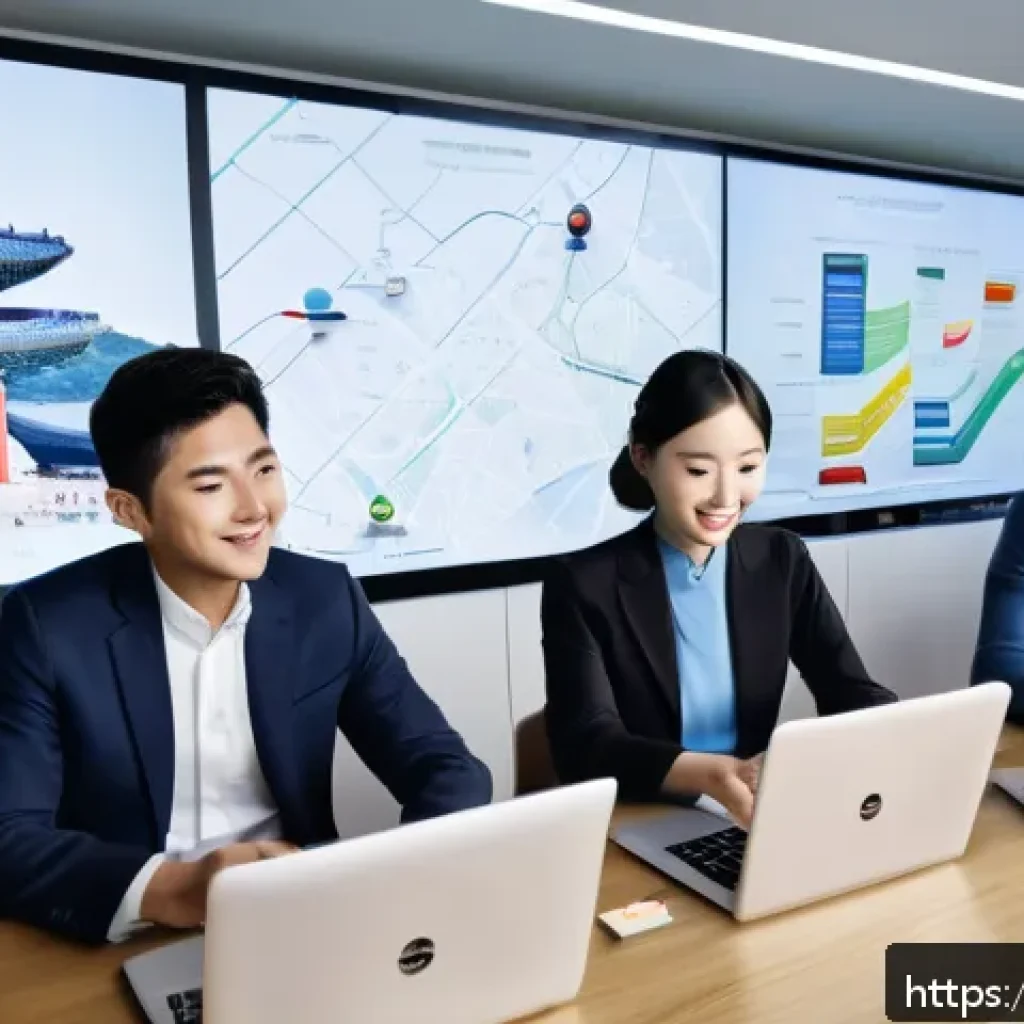 광고홍보사 해외 취업 준비 가이드 - A vibrant international marketing team meeting in a modern Seoul office, featuring diverse professio...