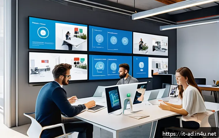 광고홍보사와 글로벌 광고 전략 - A modern Italian advertising agency&rsquo;s creative team collaborating in a bright, stylish open office f...