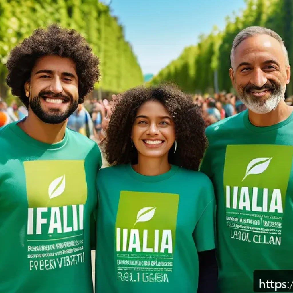 광고홍보사와 비영리 광고 사례 - A vibrant and emotional digital artwork showcasing a diverse group of real Italian people, including...