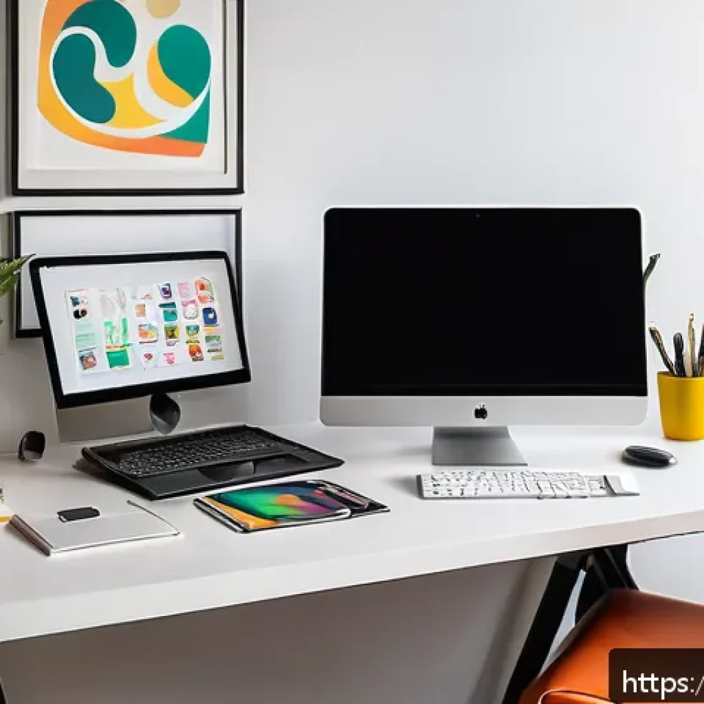 광고홍보사 프리랜서로 일하기 - A professional freelance advertising designer working at a modern home office in Milan, Italy, surro...