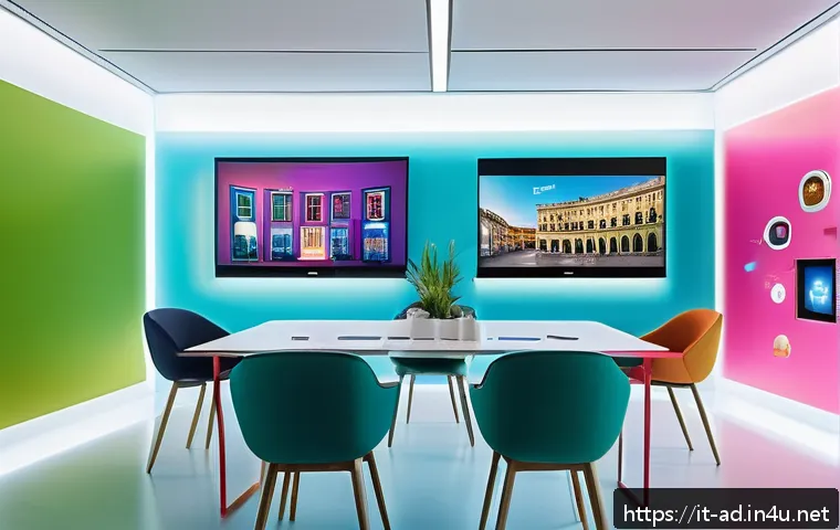 광고홍보사와 소비자 만족도 기반 광고 - A modern Italian advertising agency office scene with diverse professionals collaborating around dig...