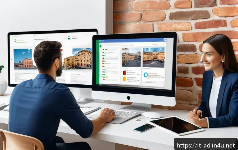 광고홍보사와 신규 광고 도구 활용 사례 - A modern Italian marketing agency office environment showcasing a diverse team of professionals coll...