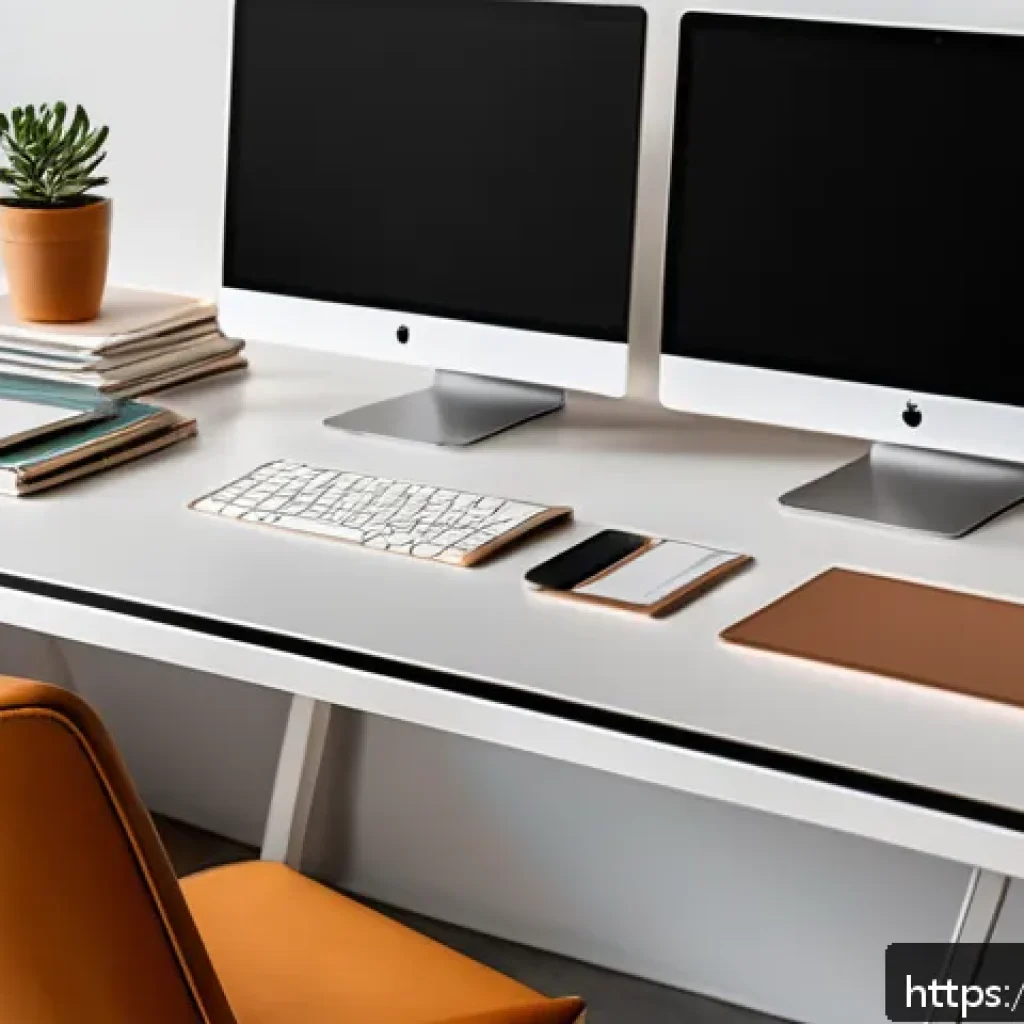 광고홍보사와 기업 커뮤니케이션 전략 - A modern Italian branding studio workspace featuring a sleek desk with dual monitors displaying coor...