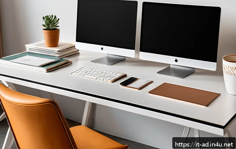 광고홍보사와 기업 커뮤니케이션 전략 - A modern Italian branding studio workspace featuring a sleek desk with dual monitors displaying coor...