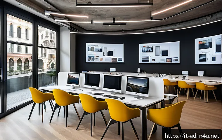 광고홍보사와 광고 트렌드 혁신 - A modern advertising agency office scene in Milan, Italy, showcasing a diverse team of young profess...