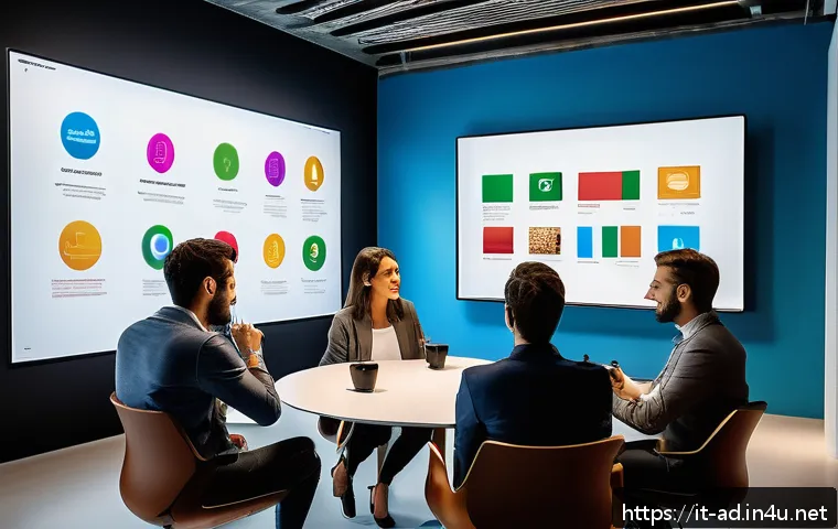 광고홍보사와 사용자 생성 콘텐츠 광고 - A vibrant digital marketing team brainstorming session in a modern Milan office, featuring diverse p...