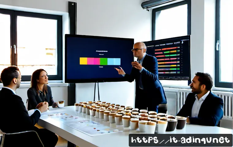 Home 17 광고홍보사와 빅데이터 활용 광고 - Photorealistic Italian advertising agency strategy meeting in a bright Milan creative studio, divers...